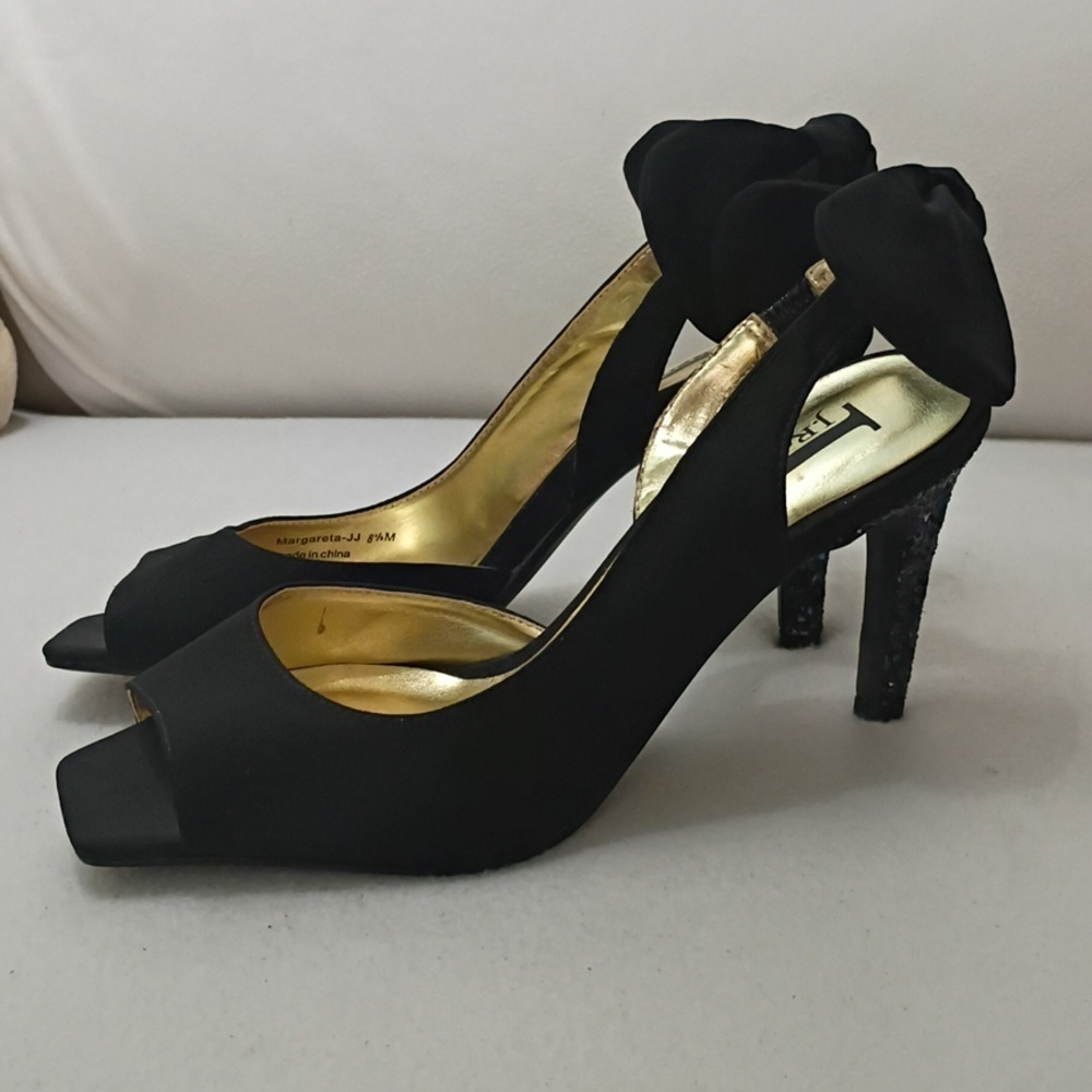 J.Renee Black Bow Ankle-Strap Stiletto Sandals - Picture 4 of 10
